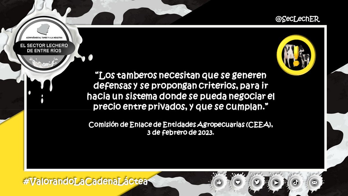 Comisión de Enlace de Entidades Agropecuarias Argentinas (CEEA), en rechazo a las políticas gubernamentales para el Sector Lechero, en un comunicado emitido el 3 de febrero de 2023
🐮🐄🇦🇷
Link del comunicado completo 👇
cra.org.ar/nota/27349-las…