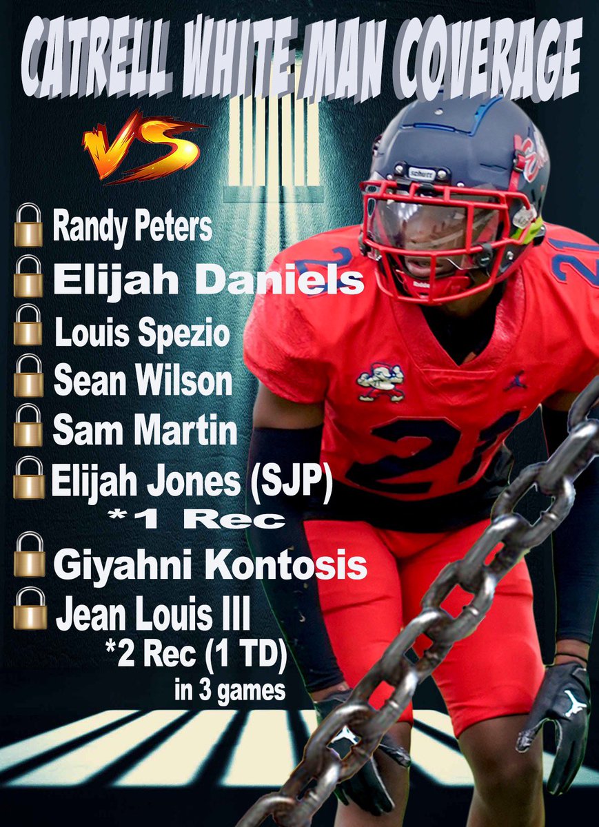 EhallFB's tweet photo. @CatrellWhite lined up against some serious talent week in week out. Traveling with the opposing teams #1 receiver. Hell of a career from the @ZipsFB signee. 🏝 #DFL🔵🔴 https://t.co/Gvras06USp