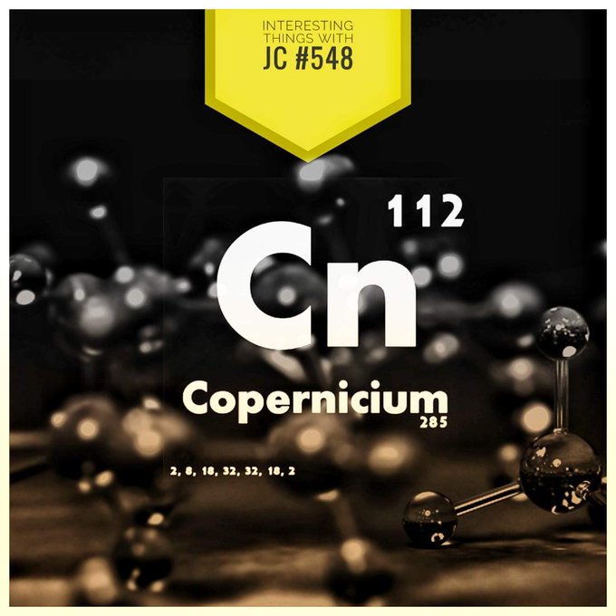 Cover Art for this episode of Interesting Things with JC that displays the periodic table element CN112 "Copernicium 285" 