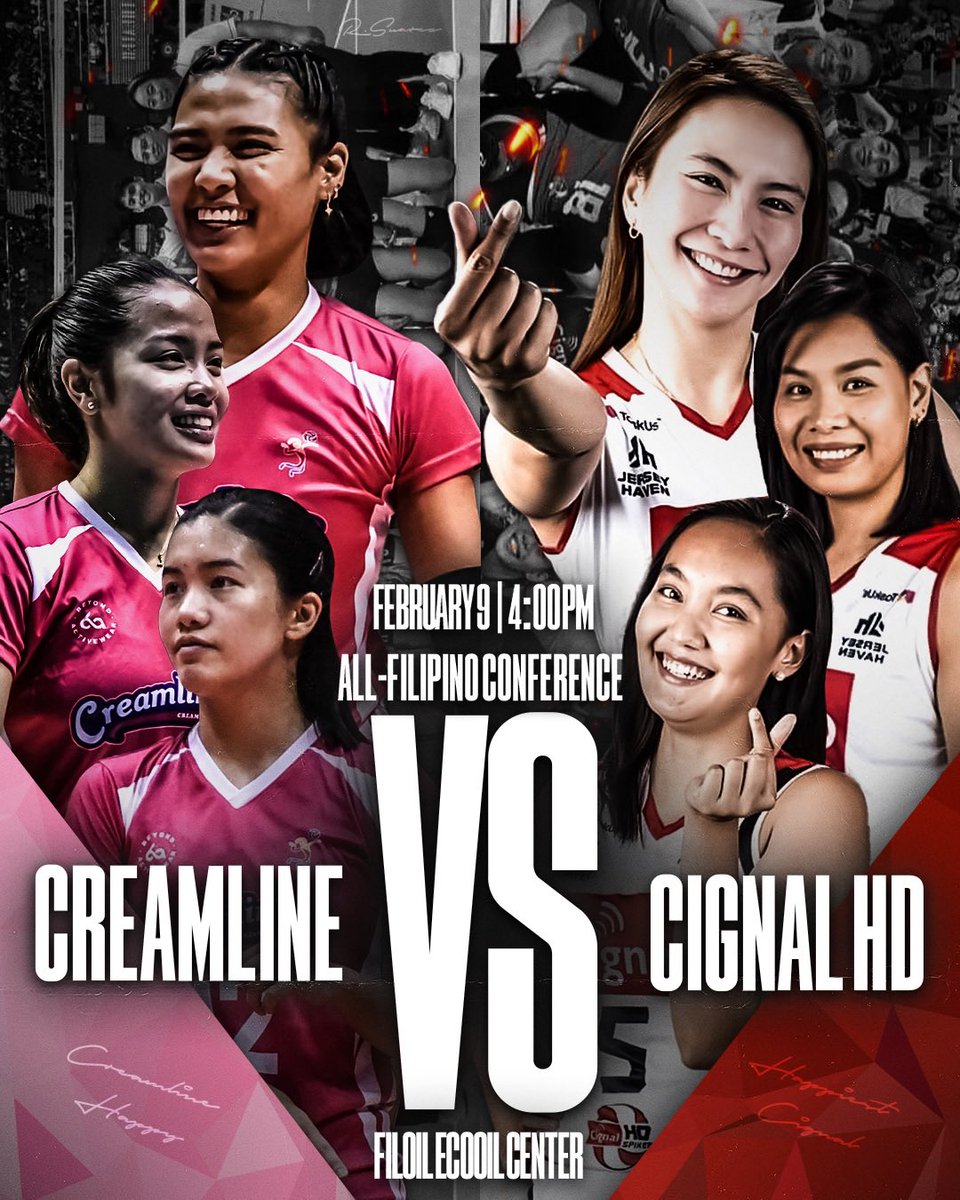 GAME DAY! Support the Creamline Coolsmashers as they go against the Cignal HD Spikers today @ 4:00 PM. 💗🍦 #PVL2023 #PVLAllFilipinoConference #CreamlineCoolSmashers 

🎨: Ry