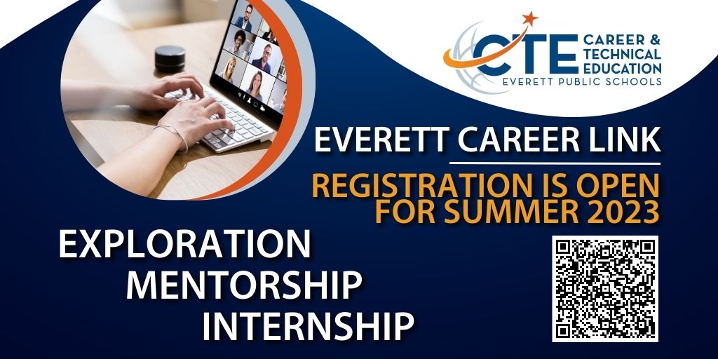 EverettSchools's tweet photo. Does your high school student already have career goals in mind? Would they like to learn from industry professionals this summer for high school credit? The Everett Career Link summer 2023 registration is open for all students entering grades 9-12! https://t.co/jLue5Lc7Se https://t.co/UZvaZpLfEE