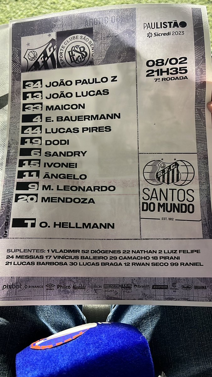 diegobertozzi's tweet photo. Santos e São Bento escalados! https://t.co/WFT0jAHnpG