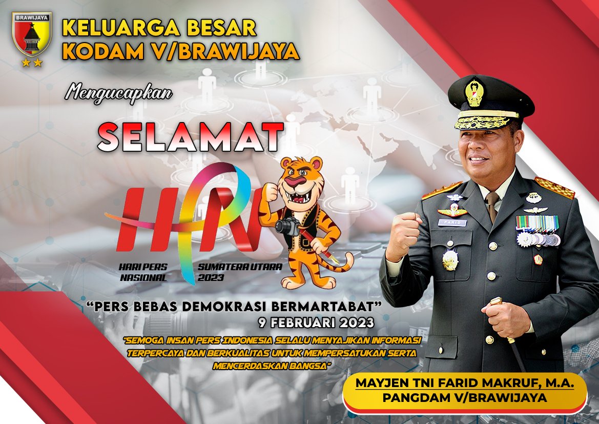 Pendam5's tweet photo. •
Pangdam V/Brawijaya beserta Keluarga Besar Kodam V/Brawijaya
Mengucapkan
" Selamat Hari Pers Nasional "
9 Februari 2023
( Pers Bebas Demokrasi Bermartabat )
#tni #tniad #kodamvbrawijaya #insanpers #Pers #media #hpn2023 #hpn2023jatim #jatim #hpnjatim https://t.co/dniMcKUgE6