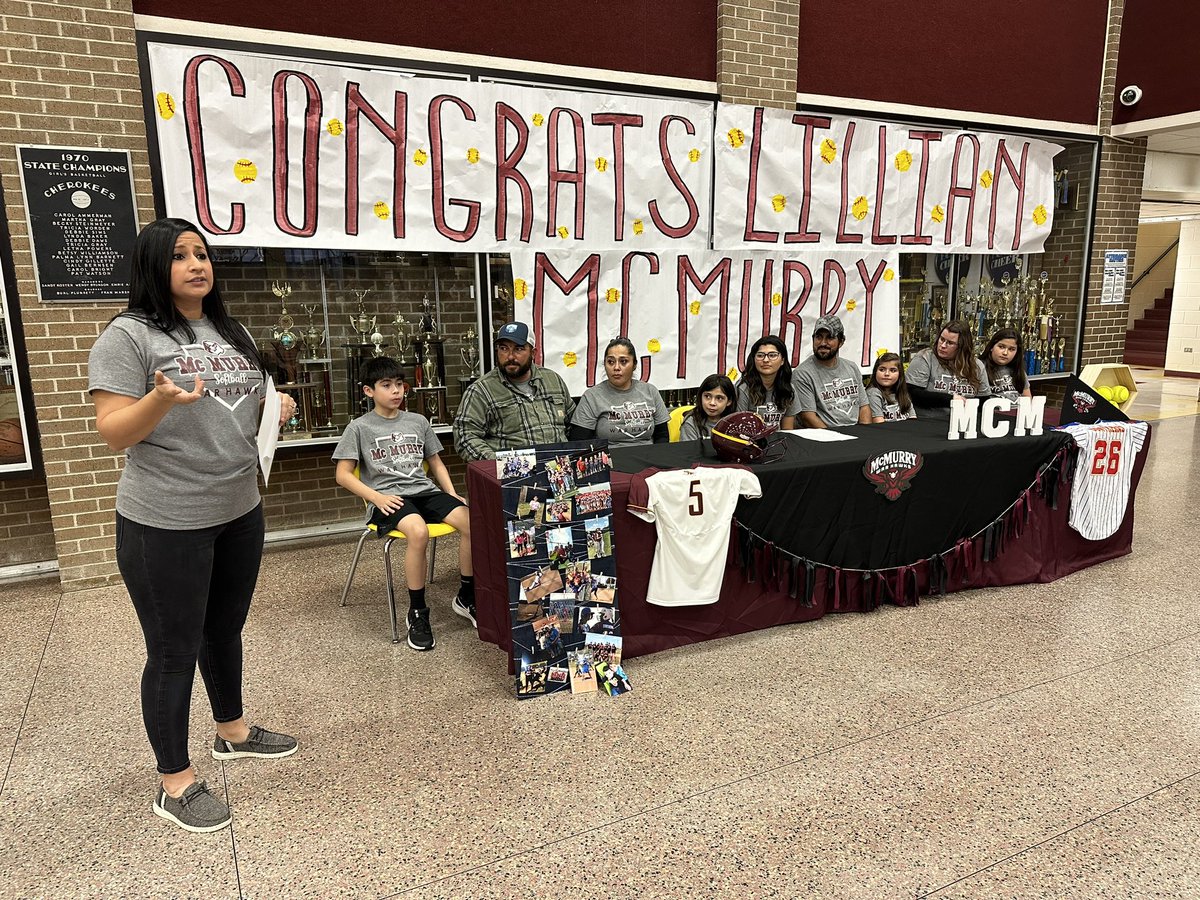 Congrats to <a href="/TMcherokeeSB/">Cherokee Softball</a> senior Lillian Contreras (<a href="/lillianaurora1/">lillian contreras</a>) on signing to play 🥎 for <a href="/McMSoftballteam/">McMurry Softball</a>. <a href="/KRIS6sports/">KRIS 6 Sports</a> @T_MAthletics