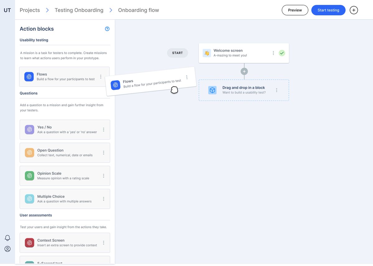 Today I designed a usability testing platform. I wanted to create a clear and intuitive process, and creating a connected workflow between the test object and the questions seemed to work well.

#uidesign #uiux #usabilitytesting