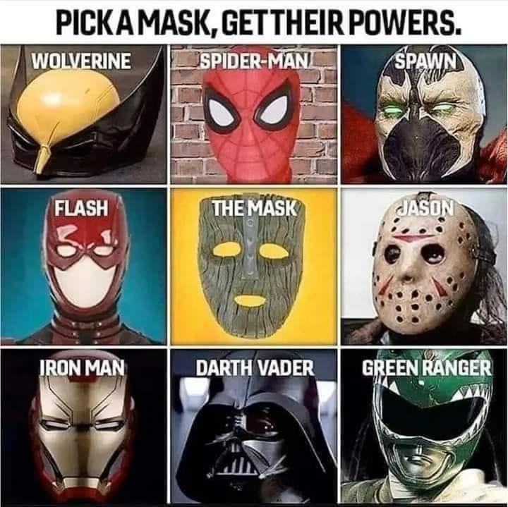 RT @ChallengeFanOG: I’m going with Wolverine or Spider-Man unless The Mask mask comes with Cameron Diaz. https://t.co/teeqvKtthL