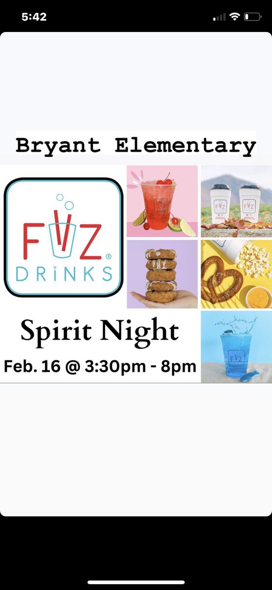 Can’t wait! We love <a href="/FiizJordanRanch/">FiiZ DRiNKS Jordan Ranch</a> 🎉🎉 <a href="/BryantElem/">Bryant Elementary</a> #bengalpride