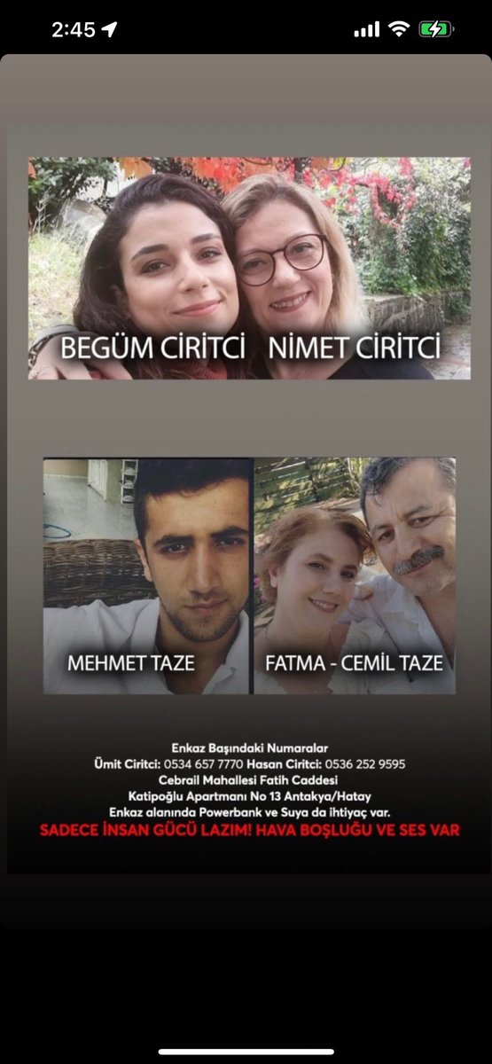 bgyetherr's tweet photo. Hala enkaz altındalar. Kardeşi ve babası enkazın başında ses duyduklarını söylüyorlar. #deprem #HatayıKaderineTerkEtme https://t.co/DZx0mgwBkX