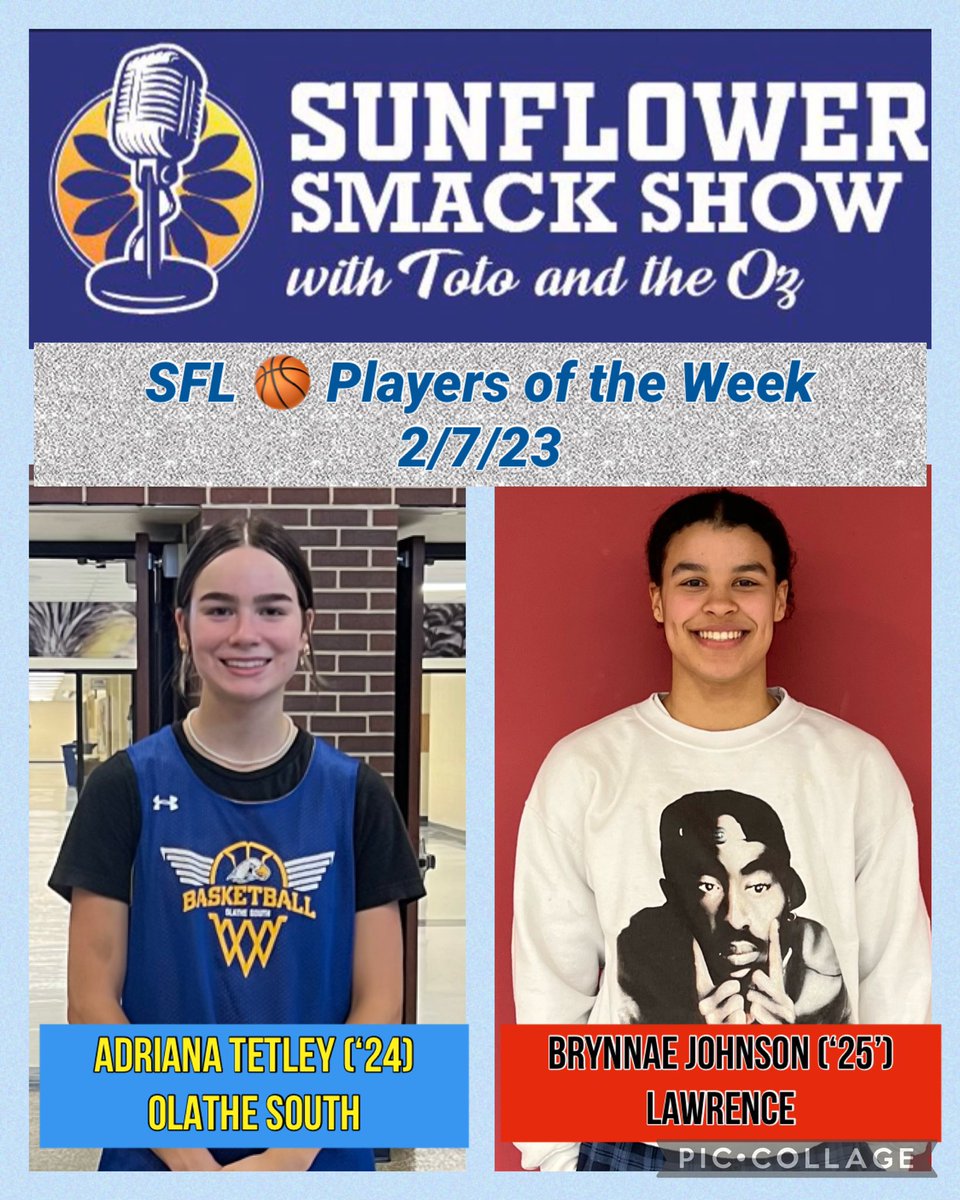 Congrats to our <a href="/SFLLeagueKS/">Sunflower League</a> GBB🏀 Players of the Week!

🎉<a href="/BrynnaeJohnson/">Brynnae Johnson</a> of <a href="/ladylionbball/">Jeff Dickson</a> &amp;

🎉<a href="/adrianatet/">Adriana Tetley</a> of <a href="/OS_LadyFalconBB/">OSHS Lady Falcon BB</a> 
🎤Hear from them later this week on the Sunflower Smack Show!
