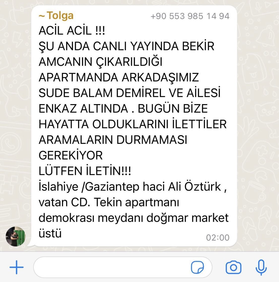 Bekir amcanın olduğu binada başka İnsanlar var ve hala hayatta oldukları söyleniyor yayalım hep beraber #bekir