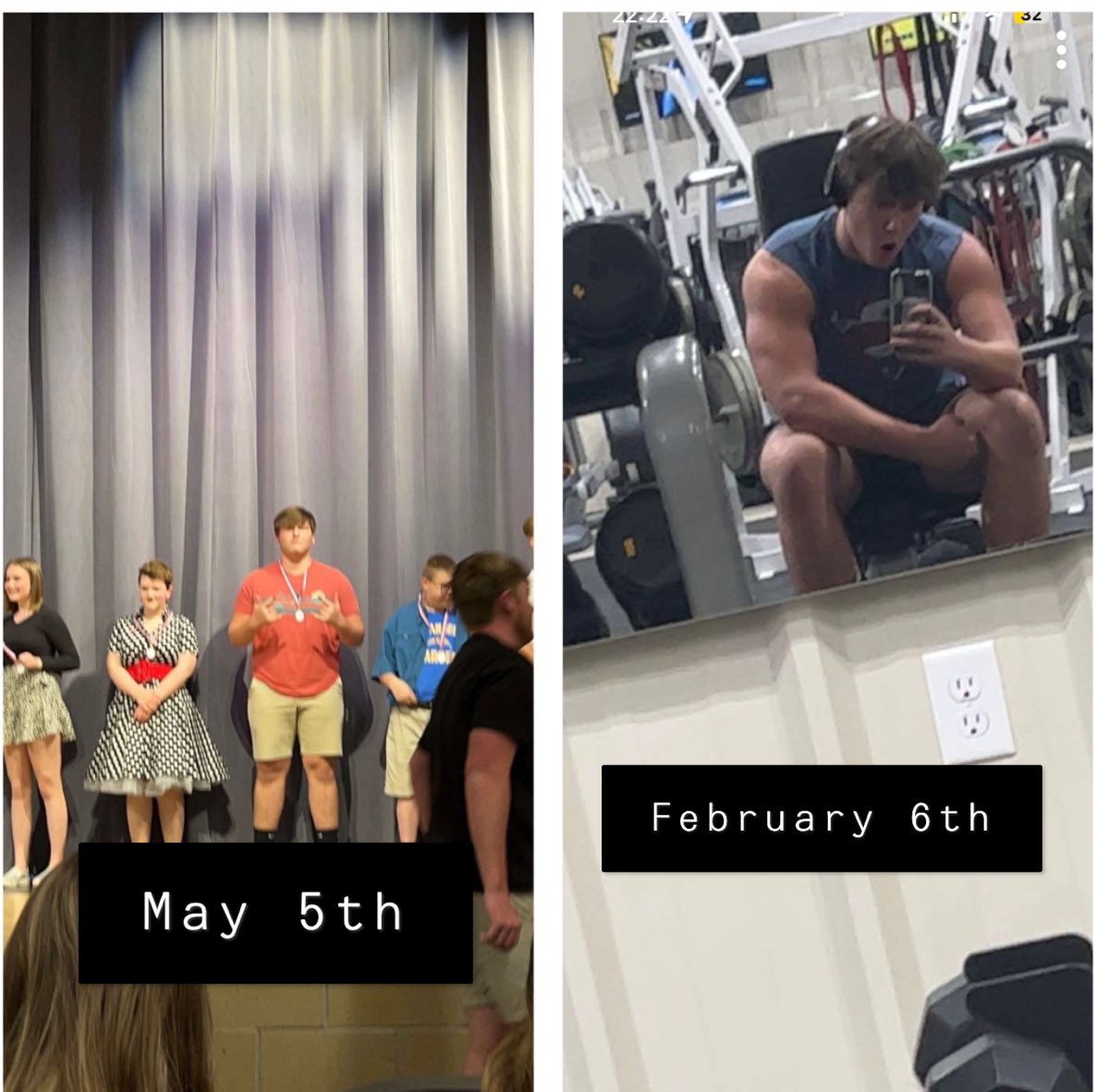 nateparrishar's tweet photo. Hard work pays off in the first picture i was 290, now i’m 245 https://t.co/T4lRymTZIQ