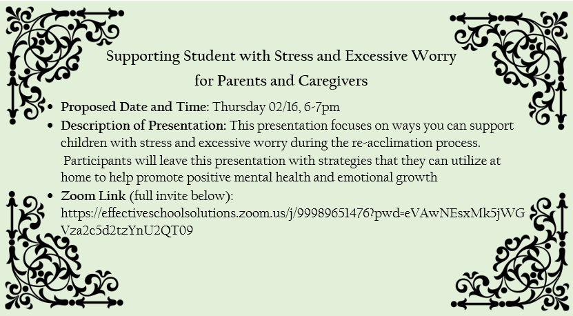 CoveFishing's tweet photo. Supporting Student with Stress and Excessive Worry  for Parents and Caregivers https://t.co/iFHscXFaVh https://t.co/QgwLWcWIoW