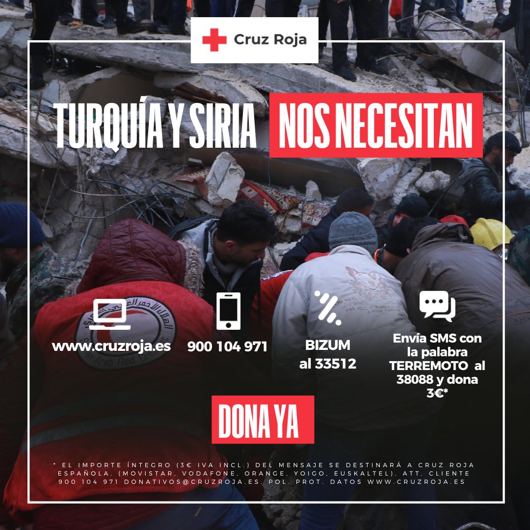 CruzRojaEsp's tweet photo. Actulización importante del comunicado sobre el #TerremotoTurquíaySiria: 
Después de las nuevas prospecciones, desde @ifrc aumentamos la cuatía del llamamiento inernacional de emergencia hasta 200 millones.

https://t.co/V5ZvgURl62 https://t.co/8hbJCAsEh0