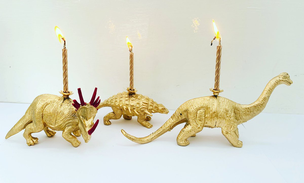 @HandmadeHour Gold Dinosaur Party Decoration/Cake Topper. 
Perfect for a dinosaur party table or on top of a cake. #HandmadeHour #dinosaur #party #handmade #gold #tabledecorations #caketoppers