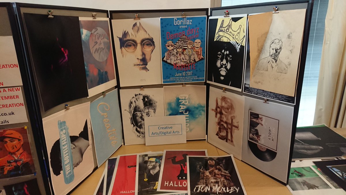 CA_EngDesign's tweet photo. Another team effort in the creative department to set up examples of work from our A level and Digital Art students @StHildsSchool art show. Can't believe it's been a year since the last one! 
@hartlepoolsixth
@TheasbyLee
@ShottonHall @NETManorAcademy @DykeHouse @HTCS_SSCo https://t.co/Py0LpTWLLt