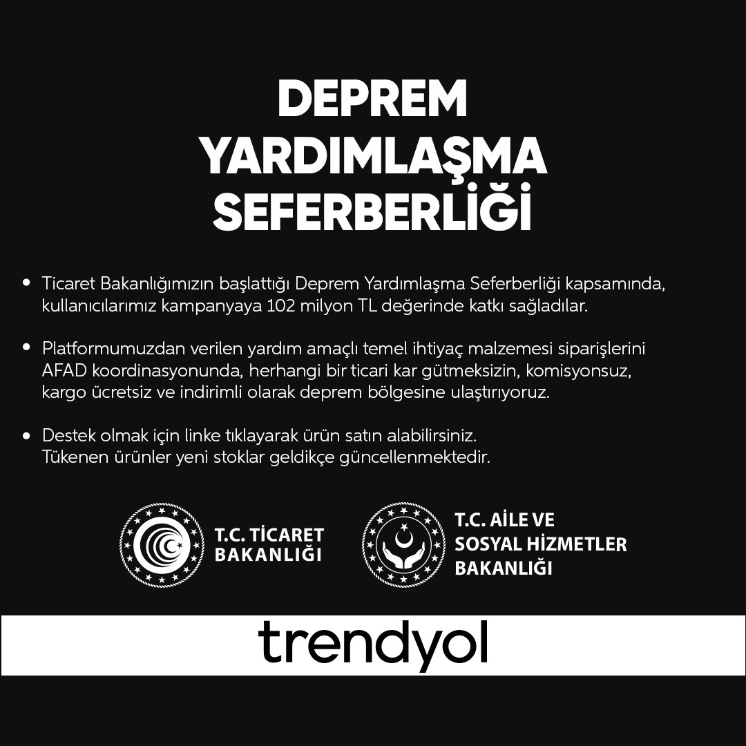 Trendyol's tweet photo. Ticaret Bakanlığımızın başlattığı Deprem Yardımlaşma Seferberliği kapsamında, kullanıcılarımız kampanyaya 102 milyon TL değerinde katkı sağladılar.
Destek olmak için https://t.co/zOU7anwJwz Tükenen ürünler yeni stoklar geldikçe güncellenmektedir. https://t.co/dXgTE8ShGN