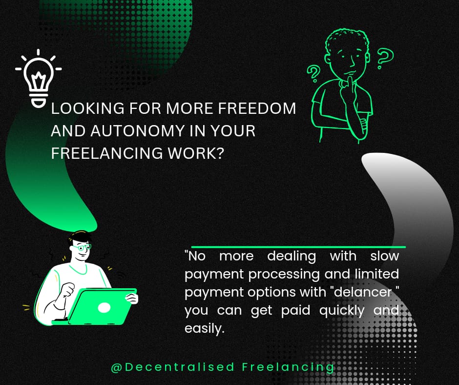 Dfltoken's tweet photo. A decentralized platform provides freelancers with more freedom and control over their work by allowing them to set their own terms and build their own client network.#DecentralizedFreelancing #FreelanceFreedom #AutonomyInWork #ClientNetworking #EmpoweringFreelancers https://t.co/61WwB7aEi4