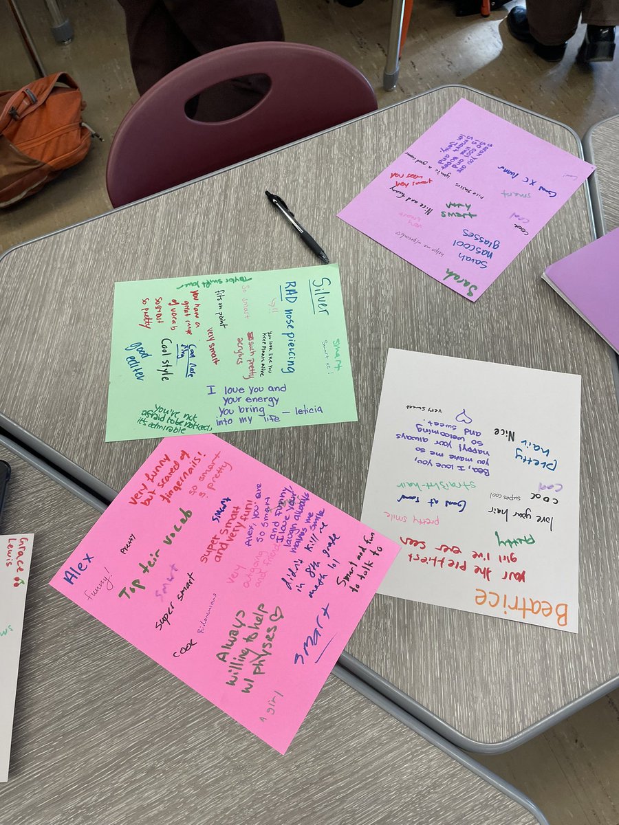 MathWithMrsV's tweet photo. Kindness activity in Precalc today. Write something kind on everyone’s piece of paper! So cute! #iteachmath #math180 #KindnessMatters https://t.co/3L6oOr3tdw
