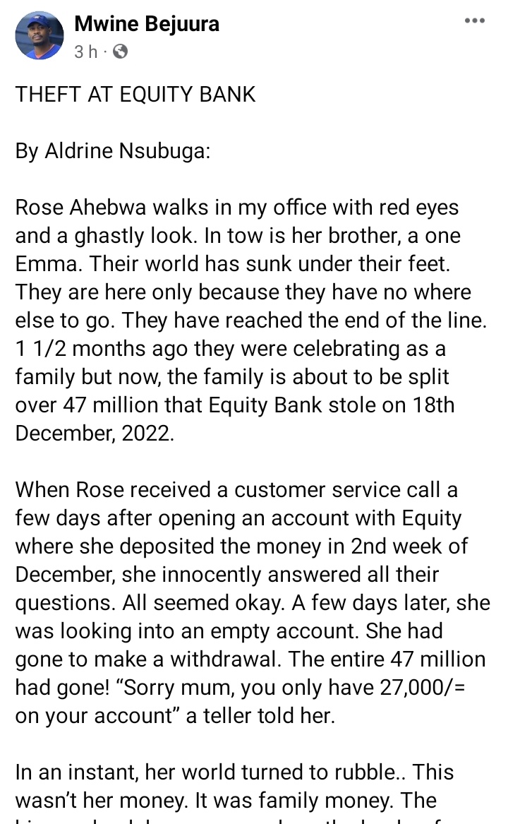 yosh_bill's tweet photo. THEFT AT EQUITY BANK UGANDA
Save Rose https://t.co/0qYdZJ507d