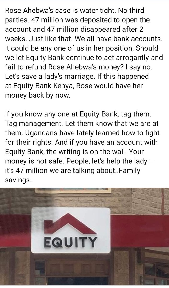 THEFT AT EQUITY BANK UGANDA Save Rose