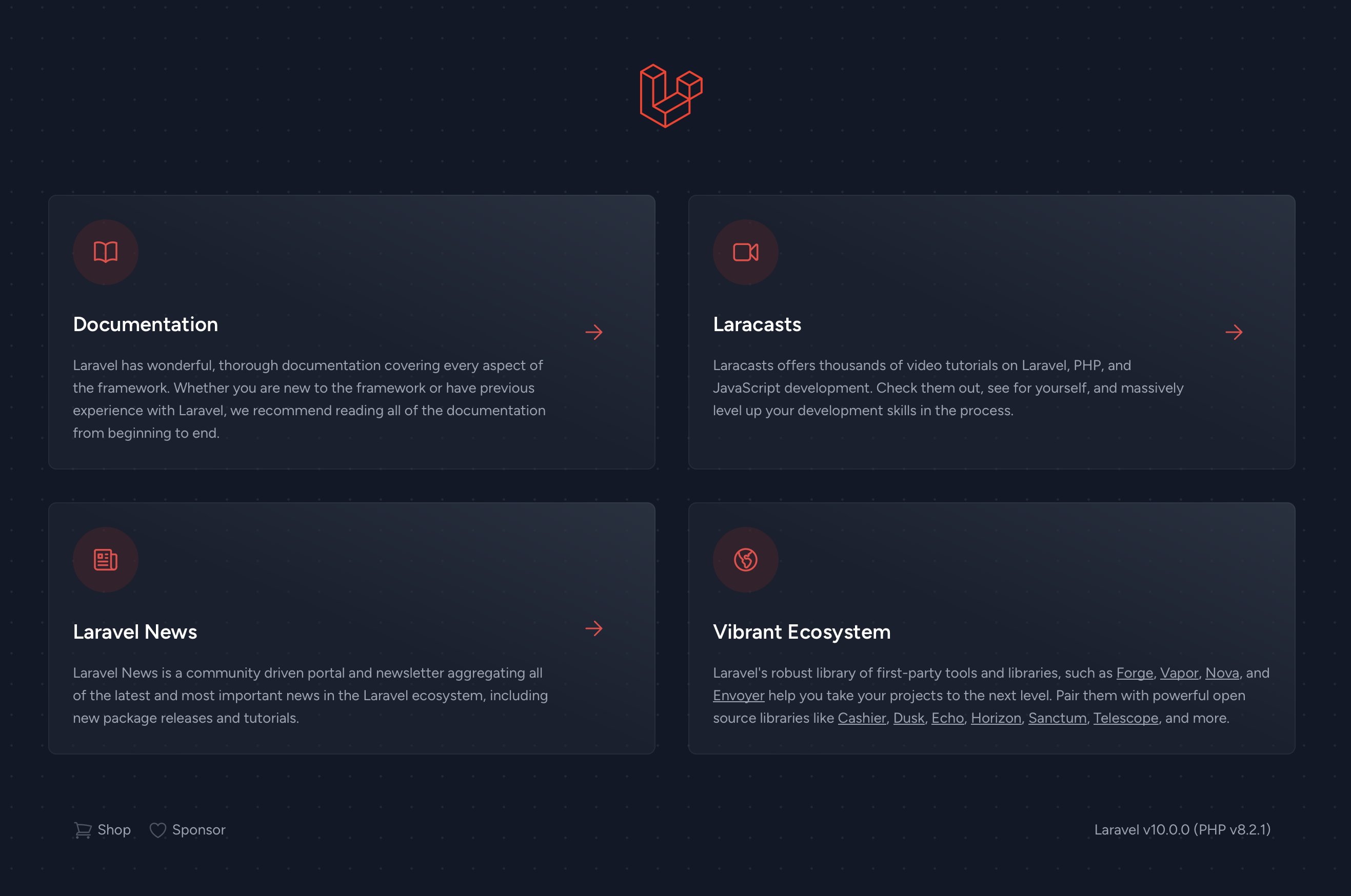 Laravel 10 Welcome Screen