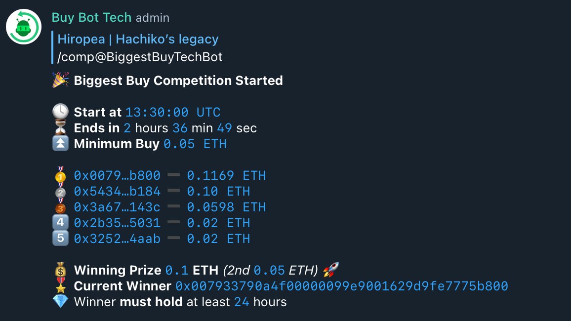 Hachiko2023's tweet photo. 🪙🪙Biggest buy competition vol2. i is live! Jump in and win 🥇0.1 ETH 🥈 0.05 ETH for the biggest buy!! And also grow your bag value by spreading the word!!! 🐕  Join now TG - https://t.co/N8UvCIno1E #cryptorewards #Airdrop #Hachi https://t.co/mmQwL3UXHx