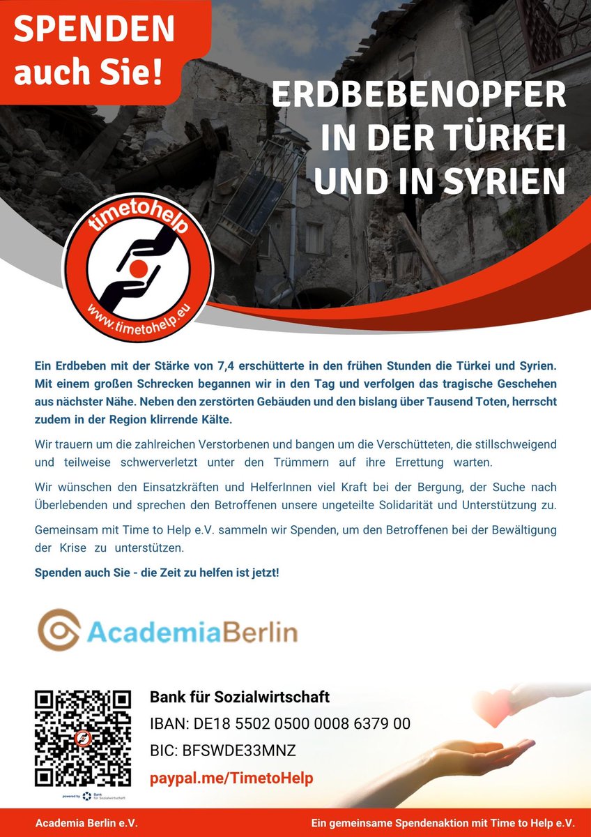 BerlinAcademia's tweet photo. Wir sind zutiefst bestürzt 😔 aber keiner sollte einfach zusehen, jede Hilfe zählt…🕊️ https://t.co/pCBDjmhoKN