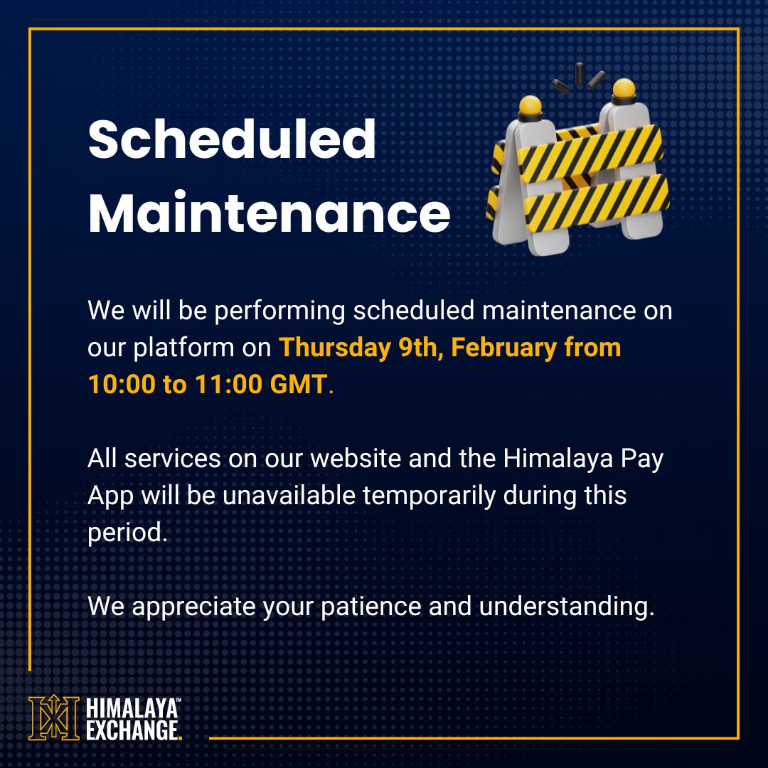 HimalayaCShelp's tweet photo. Scheduled Maintenance 🚧 https://t.co/hFdkH0L1vX