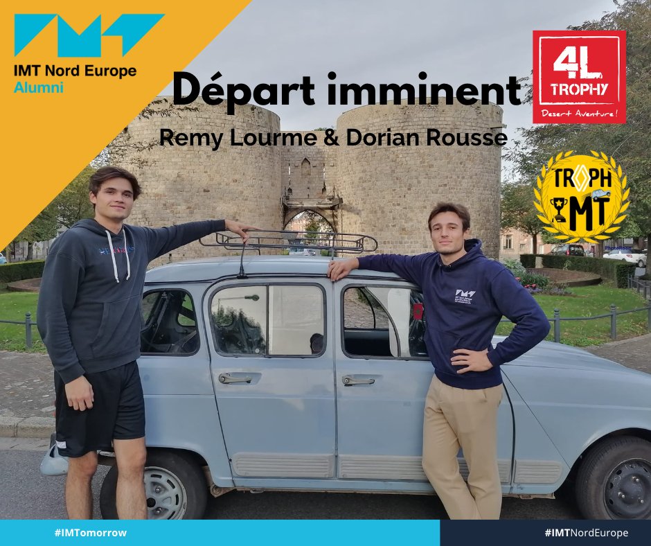 IMT Nord Europe au Maroc ! 

2 élèves représenteront l'école dès la semaine prochaine lors du rallye humanitaire 4L Trophy ! 

Si tu souhaites les aider dans leur aventure, tu peux participer ici 👉 imt-nord-europe.org/news/4ltrophy-…