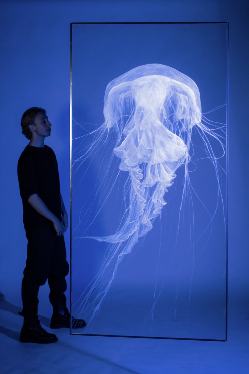 I am proud to share a new artwork in partnership with <a href="/Alex_Aquatilis/">Alexander Semenov</a>. With the goal of creating meaningful connections to deep sea species to promote deep sea conservation, this is the start of a project exploring bioluminescence through acrylic painting. 

#DefendtheDeep