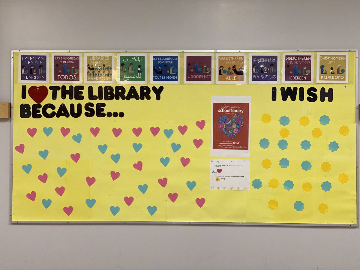 Feb 14th is Love Your School Library Day! ❤️

Stop by the bulletin board outside the Library Learning Commons and leave us a comment.

💗💙 What you like about the LLC.

🌼 🔵 What you would like to see or have in the LLC.
#rtla38 @bctla