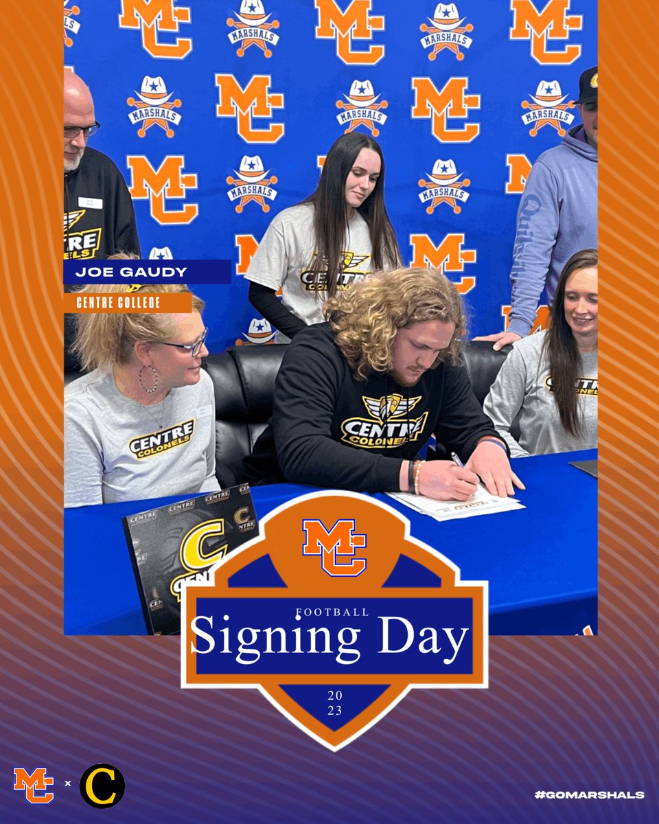 MarshalsSports's tweet photo. Congratulations to Joe Gaudy for signing with Centre College to play football! @GaudyJoe @CentreFootball https://t.co/S1nwpPtVW0