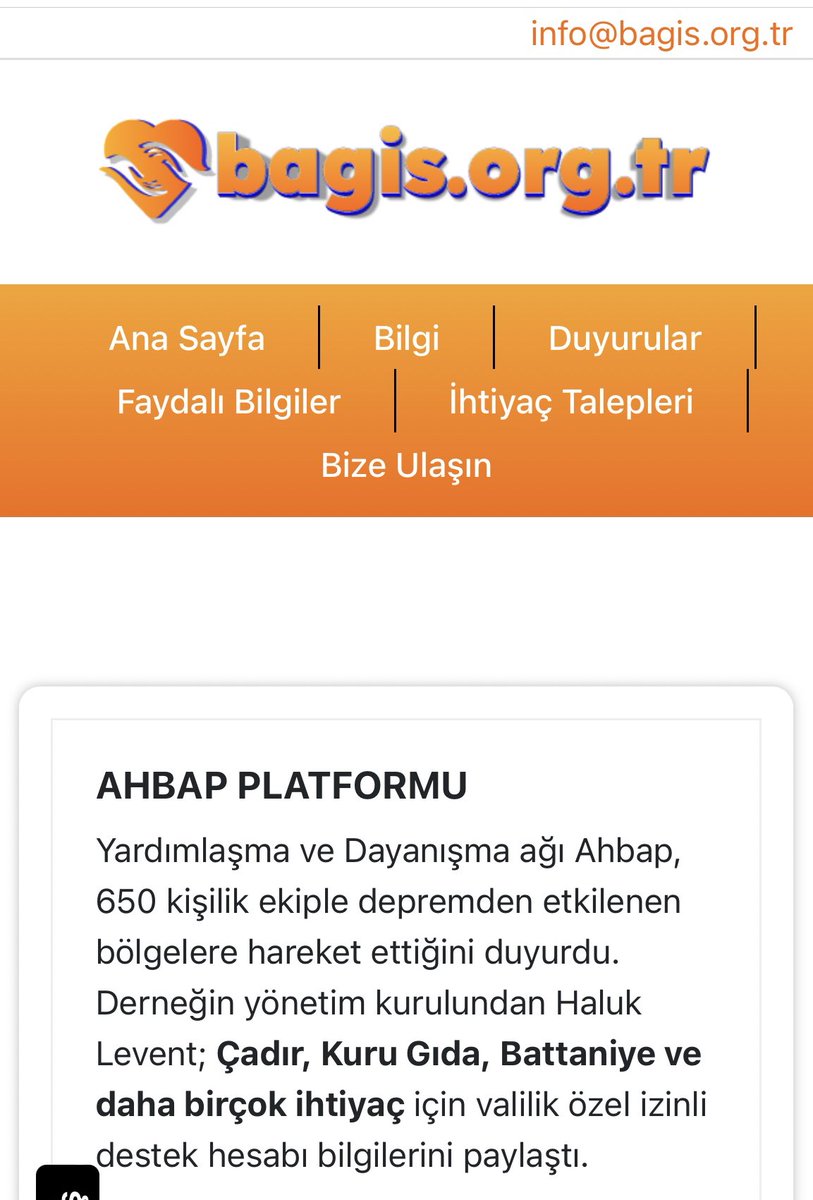 Deprem bölgesi için Bağış yapabileceğiniz platformları tek çatı altında topladığımız web sitesi bagis.org.tr yi yayına açtık.