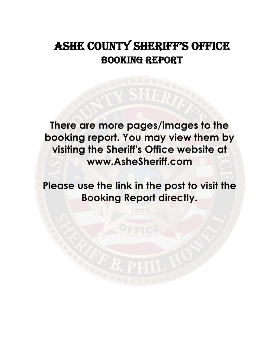 SheriffAshe's tweet photo. Booking Report - January
You can view all 26 pages by visiting our website at https://t.co/BptpNirBiy
*All inmates are innocent until proven guilty in the court of law. https://t.co/Aj518vqW4Y