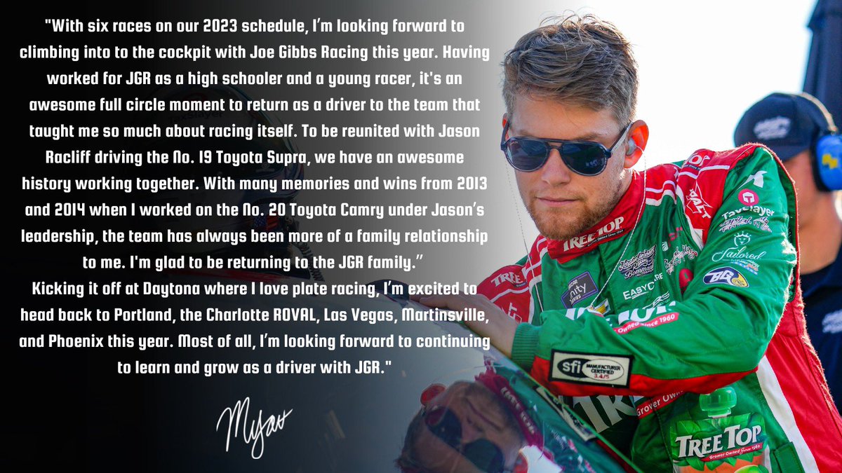 [Snider] Myatt Snider to run 6 Xfinity series races in the 19 for JGR