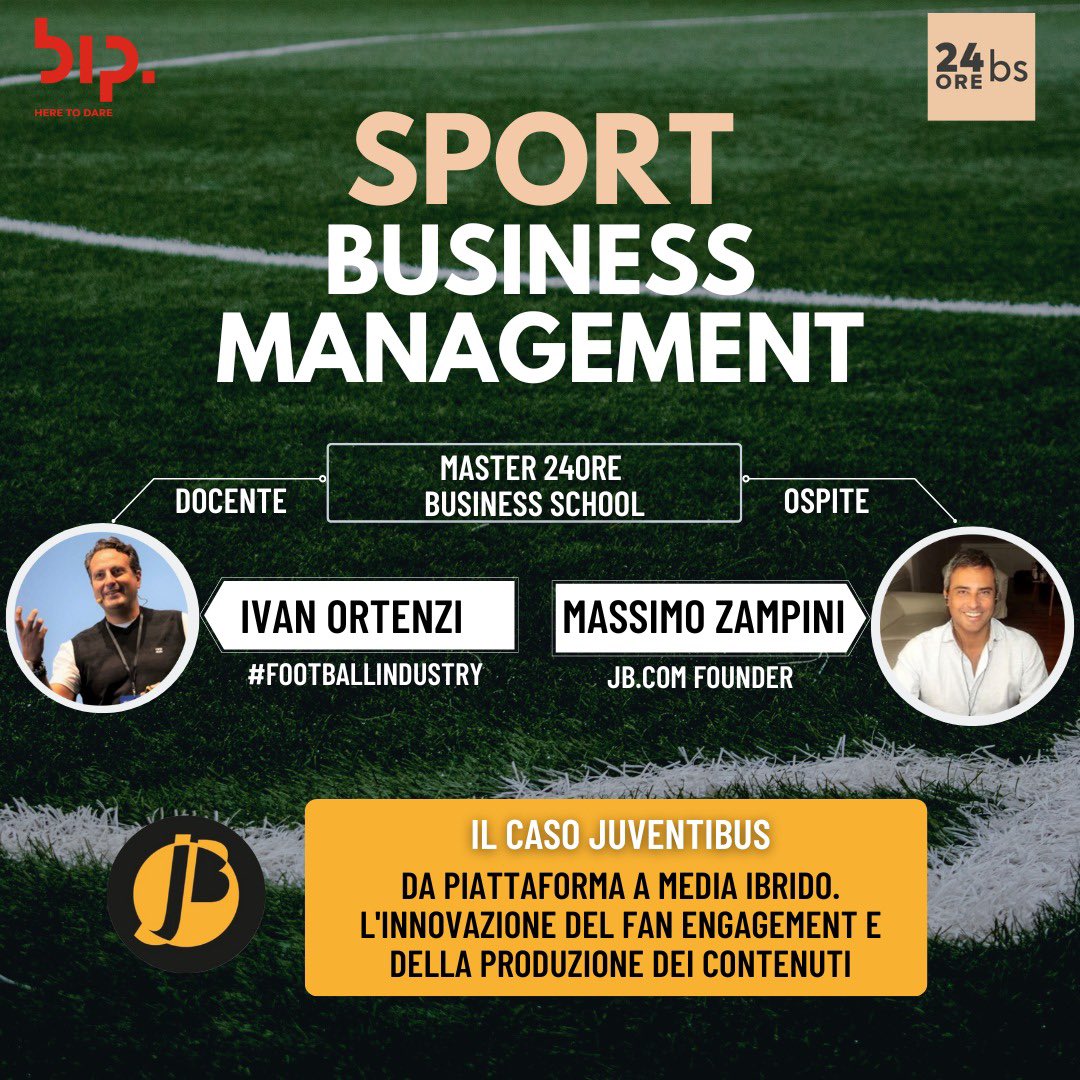 IvanOrtenzi's tweet photo. Domani si apre il Lab #FootballIndustry del #MasterSportManagement   @24OREBS 
Dedicato all’ #innovazione del #modellodibusiness del #calcio e alle sue dinamiche
Con @juventibus e @massimozampini
Con @dorinileonardo per imparare a leggere il bilancio di una squadra di calcio
⚽️ https://t.co/tbseySI9ik