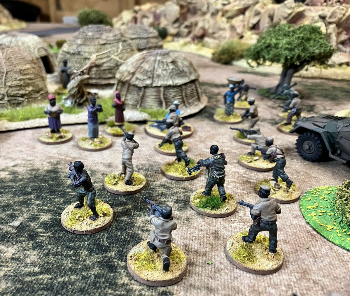 gareth_lane's tweet photo. The Rhodesian Bush Wars - ZANLA Guerrillas undertake a raid over the Mozambique border on the hunt for supplies and “comfort”women. Good job they didn’t raid Cwmbran, as they would have been in for a shock.
#28mm #BushWars #Wargaming https://t.co/07A43jpbdJ