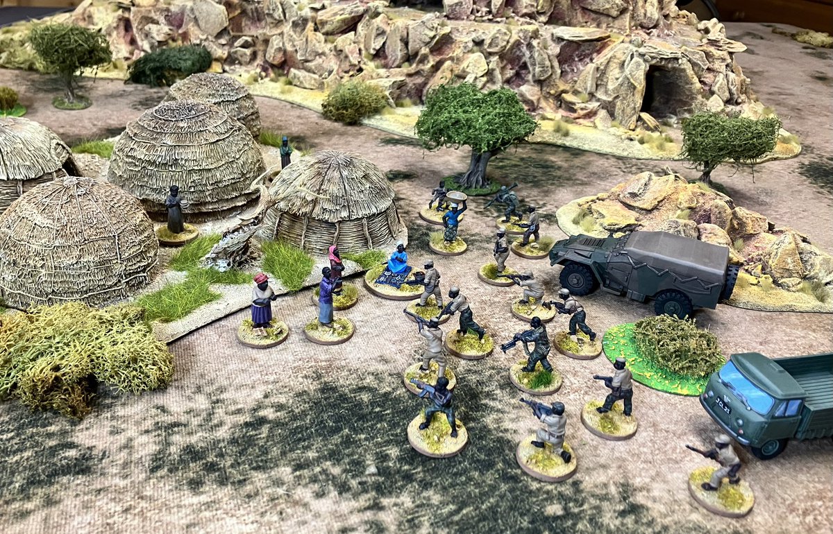 gareth_lane's tweet photo. The Rhodesian Bush Wars - ZANLA Guerrillas undertake a raid over the Mozambique border on the hunt for supplies and “comfort”women. Good job they didn’t raid Cwmbran, as they would have been in for a shock.
#28mm #BushWars #Wargaming https://t.co/07A43jpbdJ