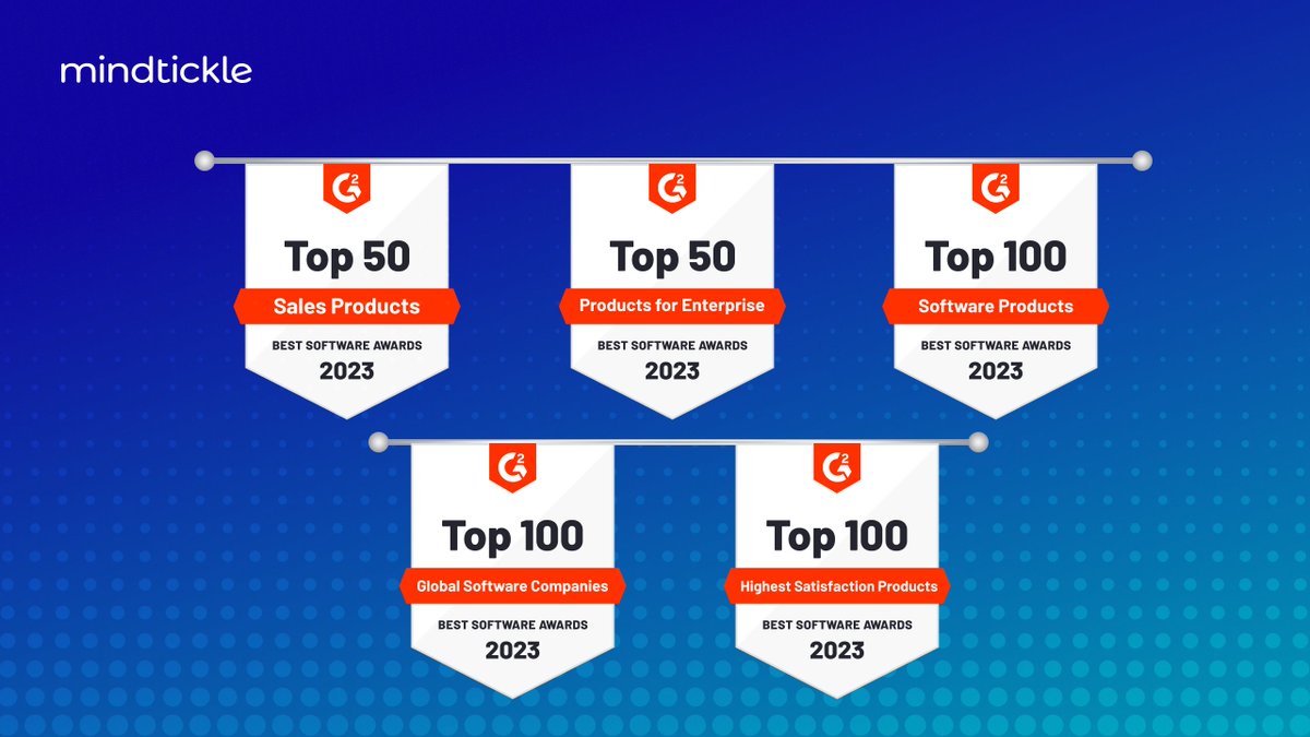 mindtickle's tweet image. We earned top honors for G2&apos;s Best of 2023 Software Awards. G2 is the world’s largest and most trusted software marketplace so don’t just take our word for it and see why Mindtickle is trusted by revenue organizations globally. 

🔗 g2.com/best-software-…

#BestSoftware2023