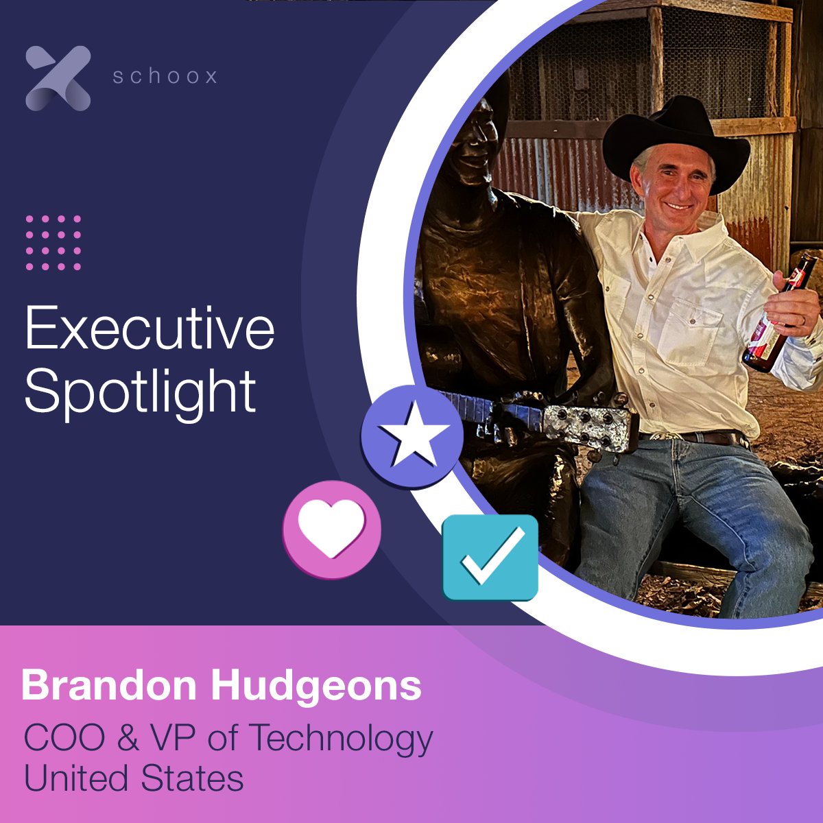Our Executive Spotlight for February goes out Brandon Hudgeons!

Brandon says that "hiring excellent people is difficult, but it is much harder to manage mediocre people. Find great people, trust them, and hold on to them."