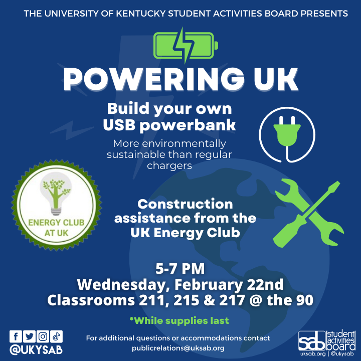 This event will help students build their own portable power bank that they can then use to charge their electronic devices. Let’s get sustainable and better our environment @ The 90 in classrooms 211, 215, and 217 from 5:00-7:00 pm on February 22nd!🔌😺✅