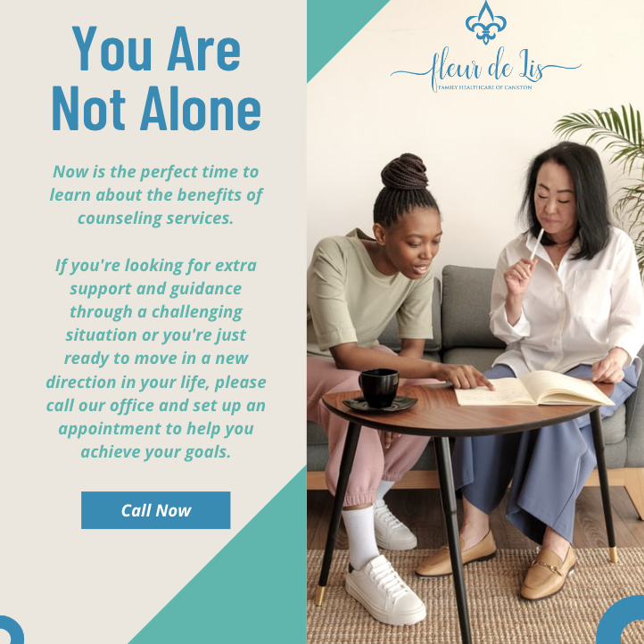 You are not alone!

Now is the perfect time to learn about the benefits of counseling services!

#RHC #RuralHealthcare #Healthcare #UrgentCare #FamilyHealthcare #Cankton #Louisiana #MedicalClinic #Family #Health #UrgentCareClinic #NursePractioner #PatientCare #HealthcareForAll