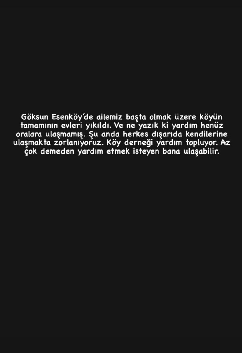 tugceceozgur's tweet photo. @melinastro Maraş göksun esenköy e yardım gitmemiş ve kötü durumdalarmış paylaşır mısınız ? https://t.co/Bh7bjbVLXW