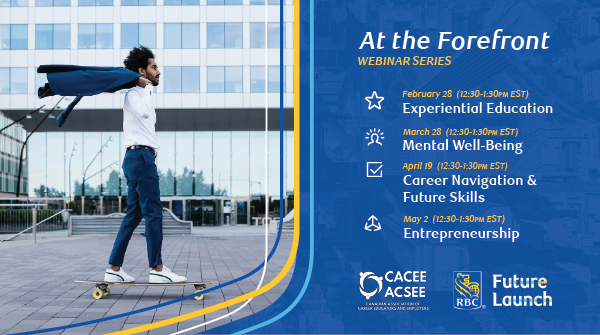 Our 'At the Forefront' Series presented with #RBCFutureLaunch taps subject matter experts from orgs like <a href="/riipen/">Riipen</a>, <a href="/jackdotorg/">Jack.org</a>, <a href="/LinkedIn/">LinkedIn</a> Learning, and <a href="/CMHInnovation/">CICMH</a> to explore hot topics in #careereducation and #campusrecruitment!  

Register Now: bit.ly/AttheForefront