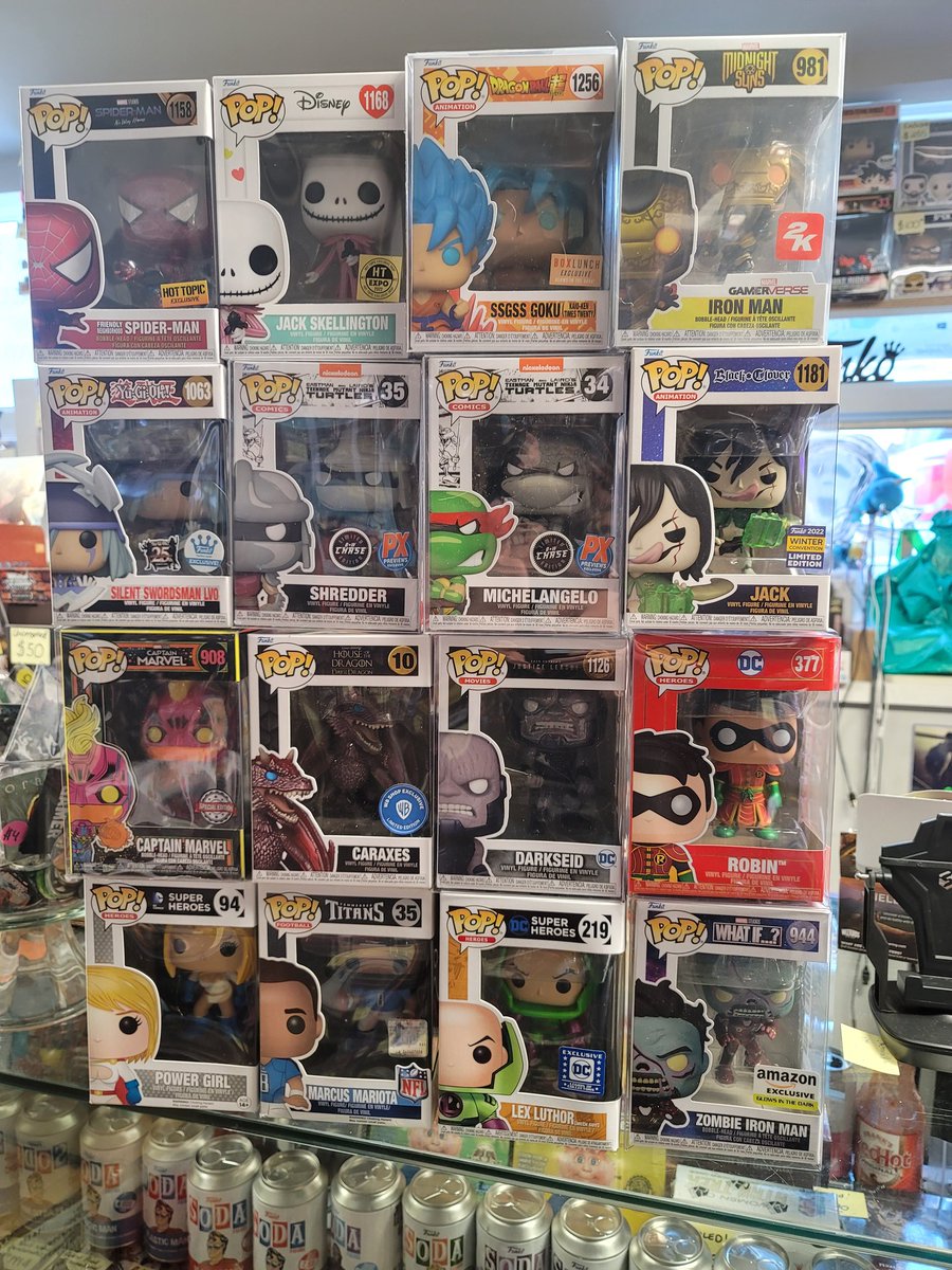 Some new adds in the shop

#funko #funkopop #funkopops #popvinyl #originalfunko #exclusivepops #vaulted #popshop #pophunting #ironman #robin #lexluthor #marcusmariota #powergirl #darkseid #caraxes #captainmarvel #chasepop #jackskellington #spiderman