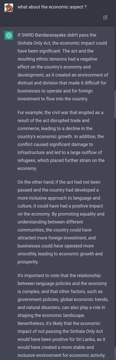 T_Deerchana's tweet photo. I Asked Chat GPT to imagine a Sri Lanka where SWRD Bandaranayake Didn't pass the Sinhala Only Act. https://t.co/nYGV438xb5