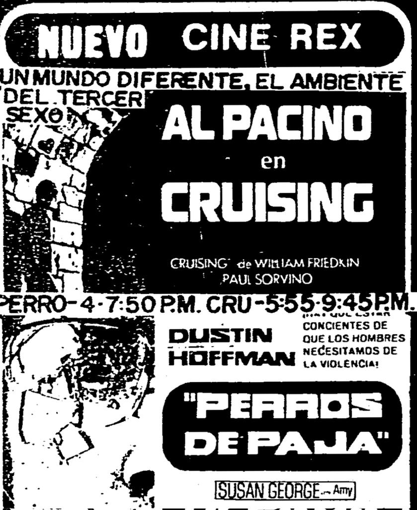 retropopmx's tweet photo. Cruising (1980) #alpacino Straw Dogs (1971) #dustinhoffman https://t.co/Fe9R4241Gd