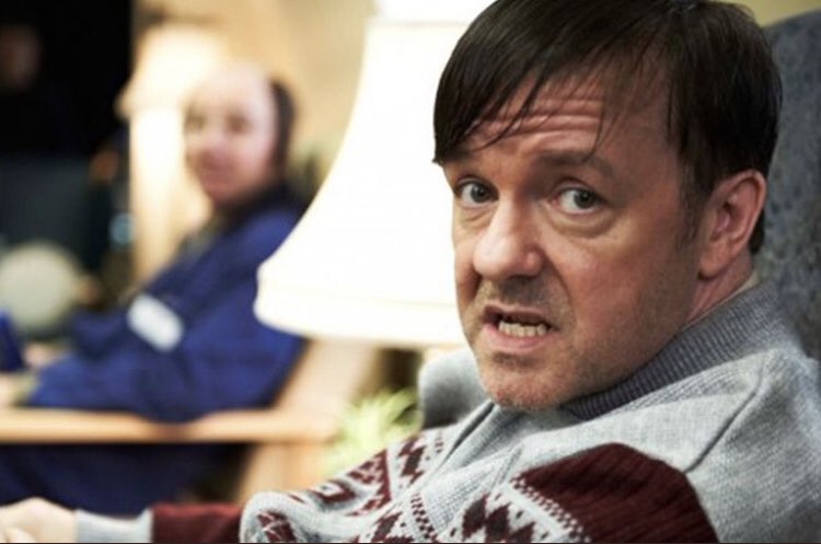 rickygervais's tweet photo. I think the best thing about #AfterLife getting such a huge global audience, is the fact that so many people have gone on to discover #Derek. It's bigger now than it's ever been. The beauty of Netflix. https://t.co/Qi4Vvho1Z3