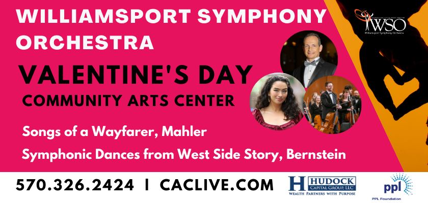 wsomusic1's tweet photo. Wondering what to do for Valentine's Day! Come to downtown Williamsport for a wonderful dinner at one of the many amazing restaurants and finish with Love &amp; Romance concert with the Williamsport Symphony Orchestra. https://t.co/bDpRFmnJTt