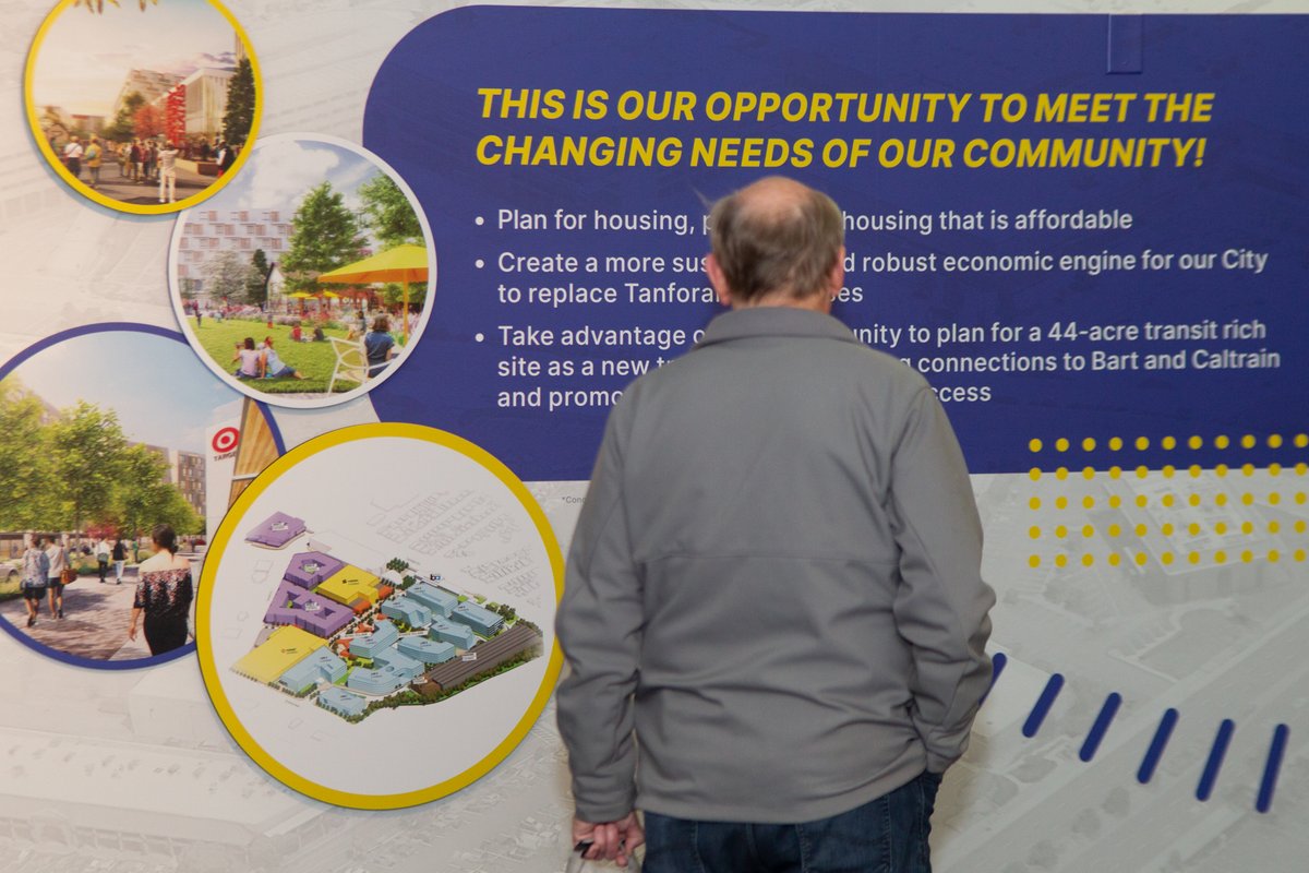TanforanForSB's tweet photo. Office hours tonight from 4:00pm to 6:00pm at our community engagement center, located on the bottom floor of The Shops at Tanforan across from Daniel’s Jewelers. If you can’t make it, take our digital survey in your preferred language at https://t.co/2efKlPhboa @CityofSanBruno https://t.co/amj9zVyRJ4